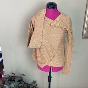 Free People Love & Harmony Asymmetric Sweater Wool Blend Women's Tan Camel